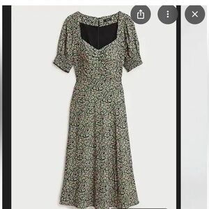 J. Crew Black Floral Long Sleeve Dress